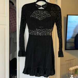 Black lace mini dress